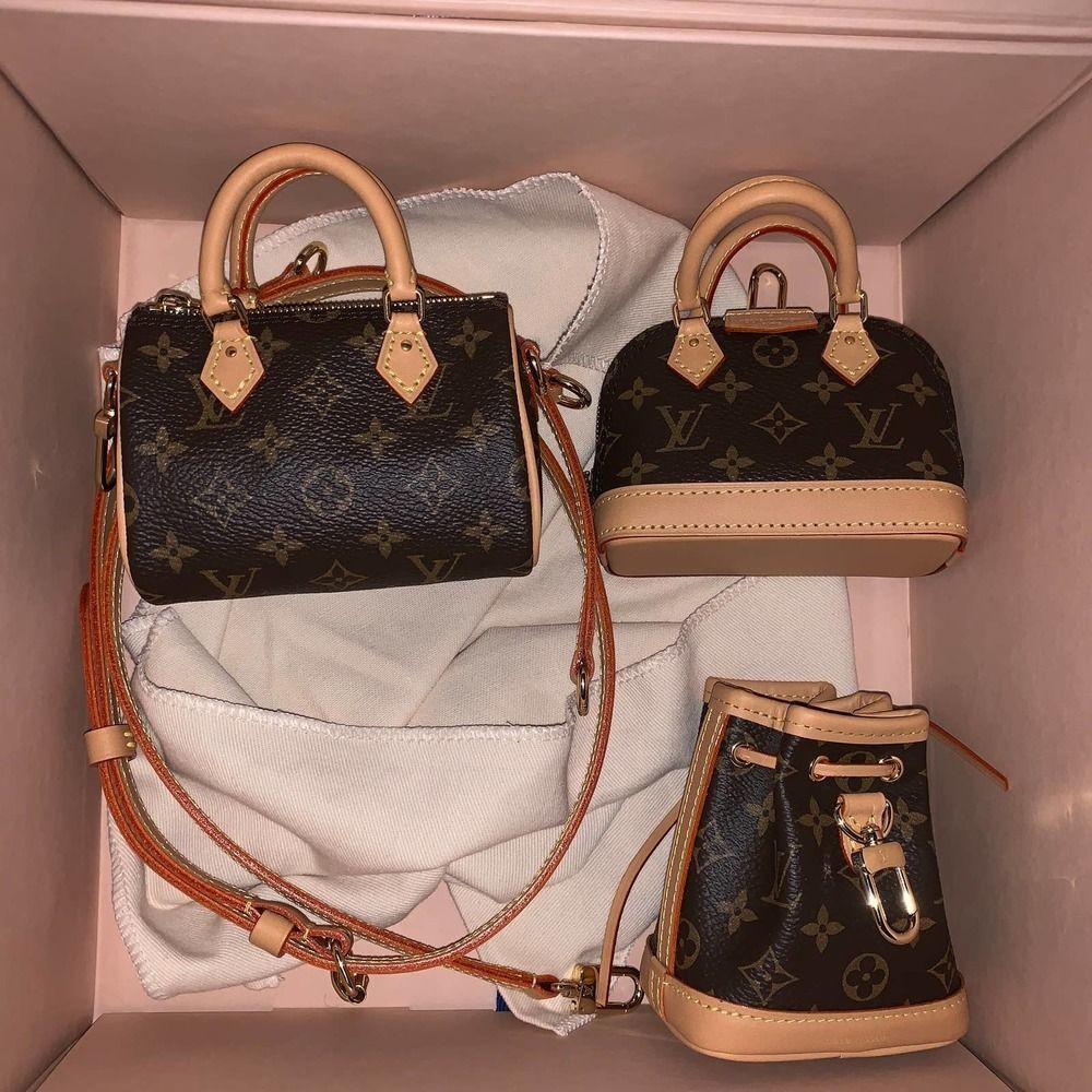 ββ Louis Vuitton Trio Mini Cones Monogram 3-bag Set charms Speedy Alma Noe NEW - Picture 5 of 16